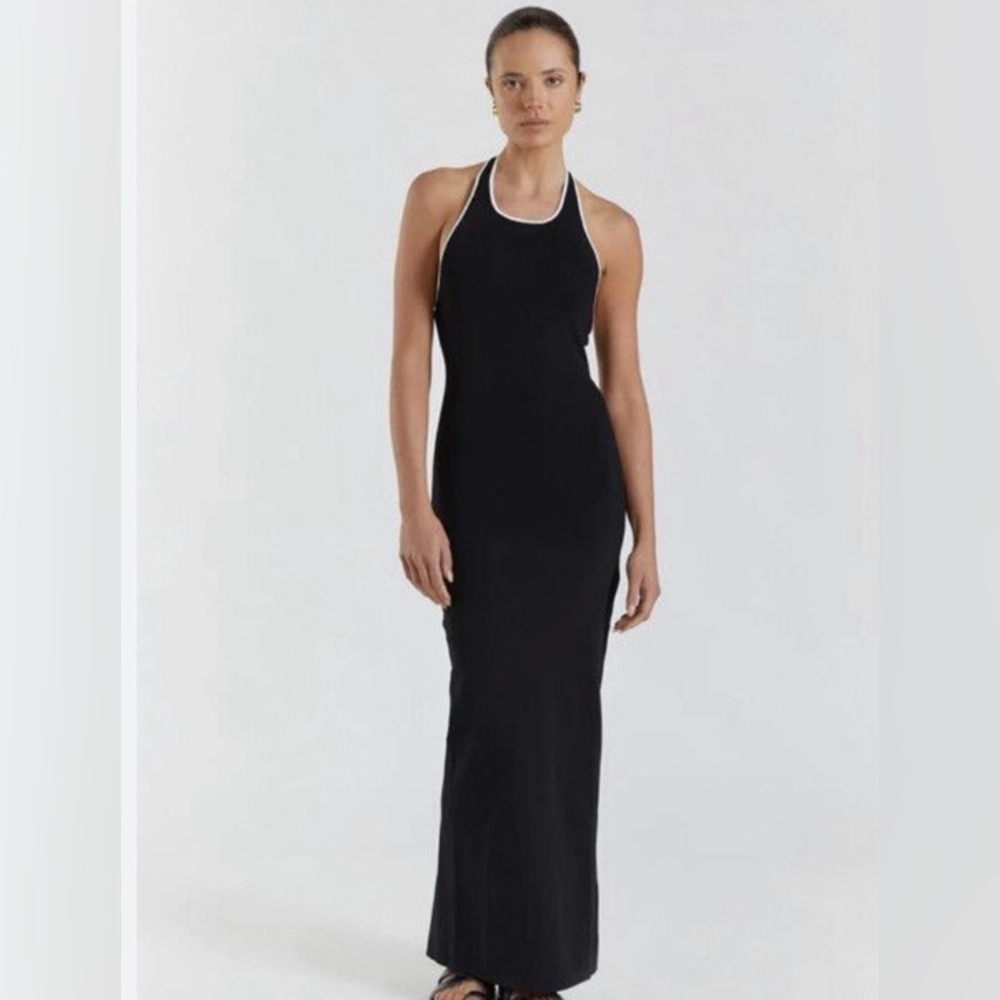 DISSH Karlie Halter Black dress with white neckline Size US Large - Fits 10/12